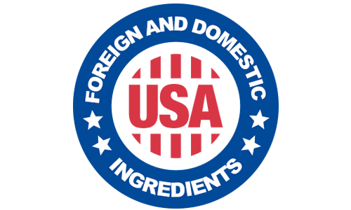 Made in the USA with foreign and domestic ingredients seal